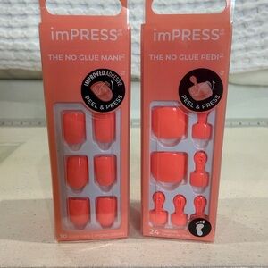 imPRESS No Glue Mani and Pedi Set - Vibrant Coral
